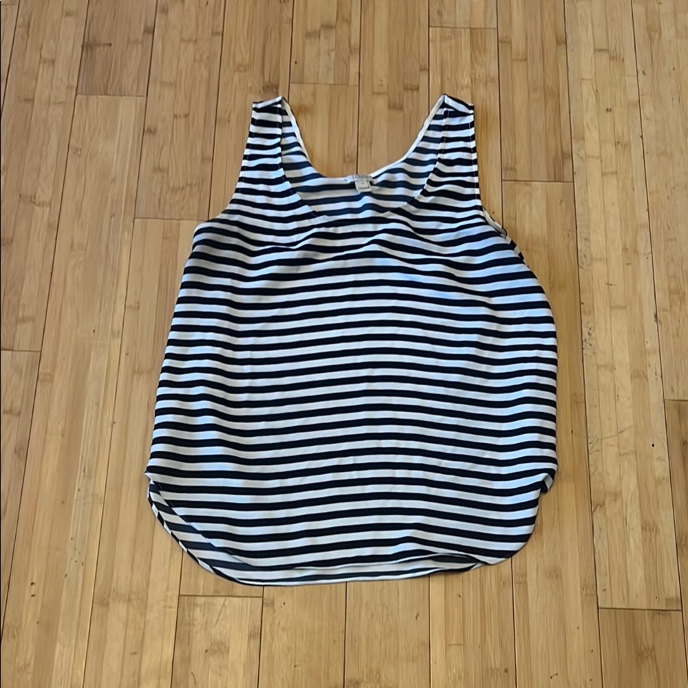 J. Crew Blue and White Relaxed Sleeveless Tank Top